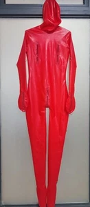 100% Goma Látex Goma Rojo Body Catsuit Cosplay Uniforme Deportivo 0.4MM S-XXL - Imagen 1 de 1
