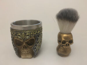 1 Set Men's Beard Tool Shaving Brush Soap Cream Bowl Skull Mug Shaving Kit