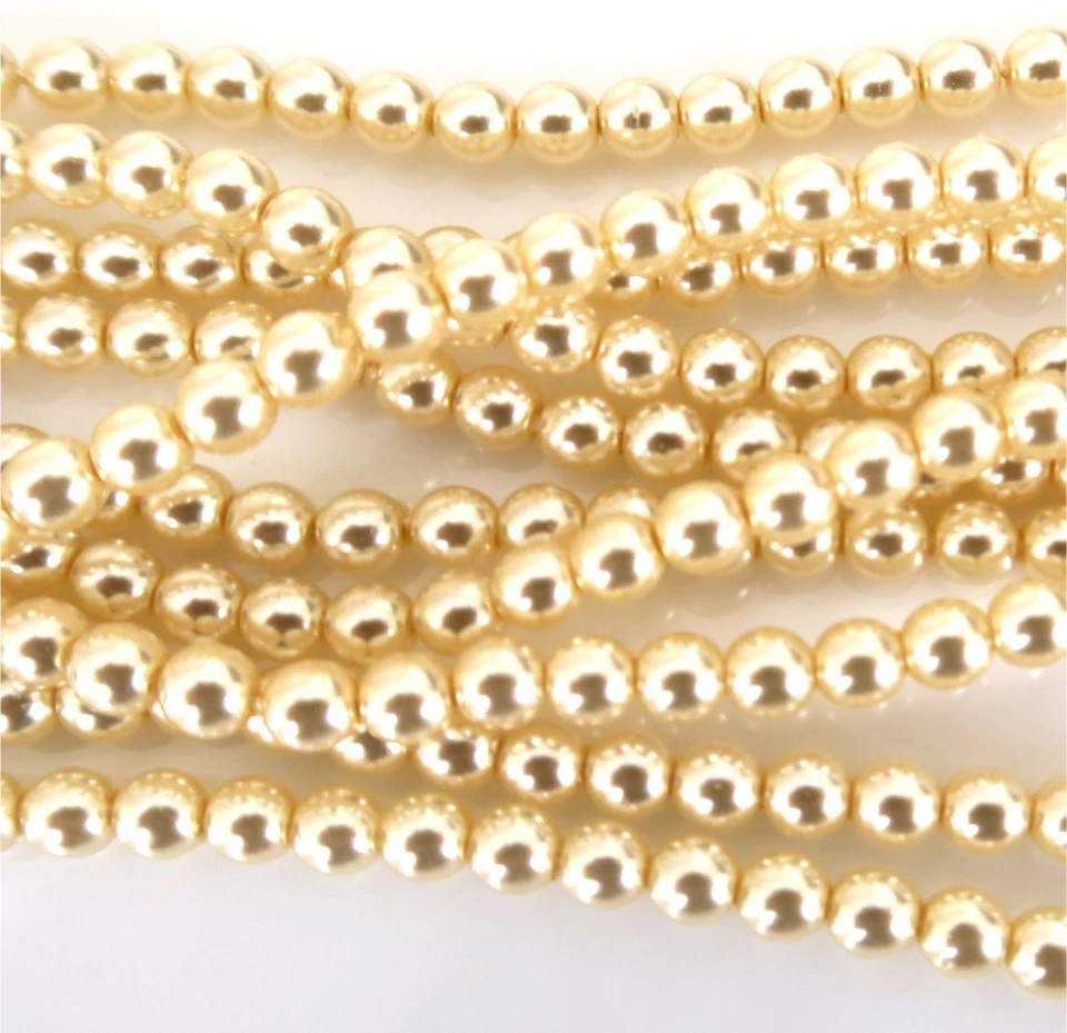 Cream White Colour 4mm Round Czech Glass Pearl Polished Beads x 25 - Image 1 of 1