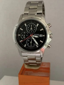 Pulsar Men’s Chronograph Black Dial Date Stainless Steel Bracelet Watch PF8363X1 - Picture 1 of 12