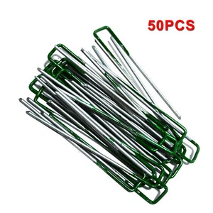 U Shape Green Tip Artificial Synthetic Fake Grass Turf Lawn Pegs Pins Multi-Use - Picture 1 of 9