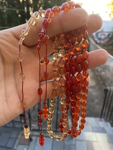 Master Peace Tightening Fire Amber Misbaha Islamic Faturan Prayer Beads - Picture 1 of 12