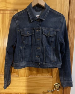 MOSSIMO Womens Teens XL Dark Wash Button Up Denim Blue Jean Jacket - Picture 1 of 6