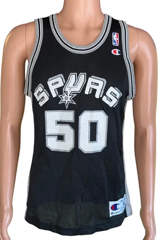 VTG Men's Champion NBA San Antonio Spurs David Robinson #50 Jersey Size 40 Black Cover