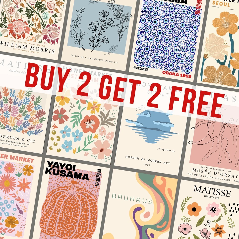 Matisse Picasso Wall Art K H Neutral Pastel Pink Blue Red Poster Print — 第 1/1 张图片