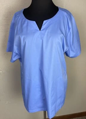 Amazon Essentials Women's Classic Fit Split Neck Scrub Top  XXL Cornflower Blue - Image 1 of 4