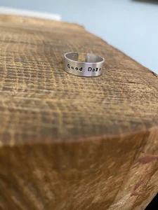Hand Stamped Personalised Silver Cuff Ring Unique ‘Good Days’ SZA Gift - Picture 1 of 4