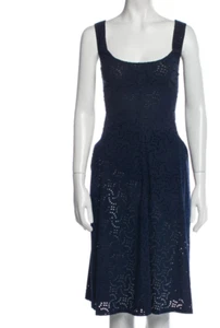 Auth New FUZZI Navy EYELET Racerback Midi DRESS - Picture 1 of 3