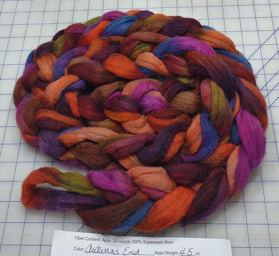 Superwash Wool Sliver Roving Spinning Handpainted USA NWT Water Autumns End - Image 1 of 1