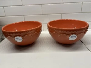 Matceramica Batalha Burnt Orange Coupe Cereal Bowl Set Of 2 Portugal NEW! - Picture 1 of 8
