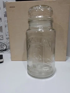 Vintage Pflanzgefäße Nüsse Glas Klar Glas mit Deckel 75 Jahre Jubiläum geprägt 8" - Bild 1 von 3