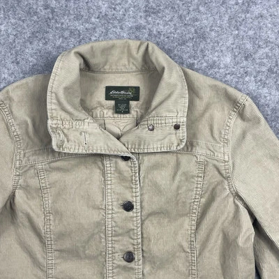 Eddie Bauer Corduroy Jacket Women Small Beige Button Up Utility Coat - Image 1 of 4