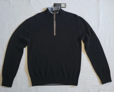Suéter Greyson de Lana Cachemira 1/4 Cremallera Para Hombre S Sebonack Pastor Negro    Foto 1 de 4