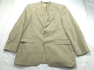 LL Bean Mens Blazer 44R Beige Sport Coat Jacket Silk Wool Birdseye - Picture 1 of 12