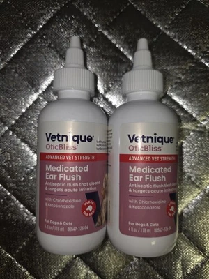 Vetnique Medicated Ear Flush 4 Fl OZ Lote de 2 Foto 1 de 4