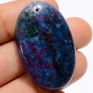 Rubino cianite ovale cabochon forato pietra preziosa sfusa 61,5 ct. 36X23X6 mm A-27499 - Foto 1 di 2