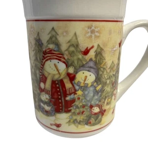 Taza de gres Holiday Home 2006 Debi Hron muñecos de nieve café té 11 oz regalos de invierno - Imagen 1 de 6