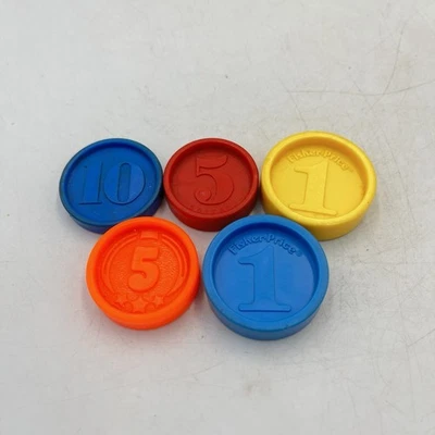 Piezas de monedas de repuesto de juguete de caja registradora de plástico vintage Fisher Price sin marca Foto 1 de 4