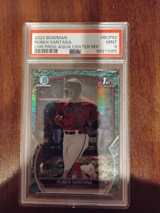 2023 Bowman 1 St Bowman Ruben Santana Chr Pros- Aqua Crater Ref Numbered 125 - Picture 1 of 2