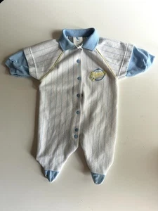 Vintage 3-6 Months Sleeper Pajamas Baby Boy Baseball Theme USA - Picture 1 of 9