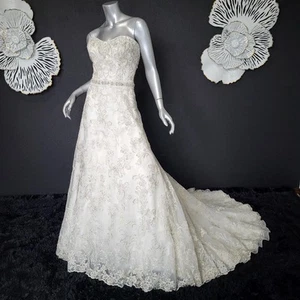 NWT~$1899~ESSENCE~SZ 4~IVORY STRAPLESS EMBELLISHED FIT & FLARE WEDDING DRESS - Picture 1 of 23