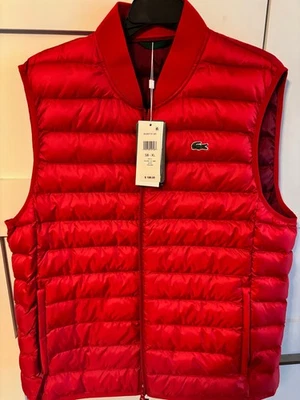 NUEVO Chaleco acolchado ligero resistente al agua Lacoste para hombre XL rojo BH0537 $198 Foto 1 de 4