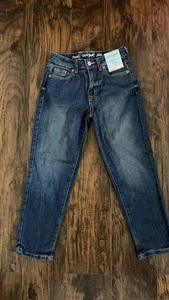Cat and Jack Mädchen Jeans Gr. 10 blau gerade dunkle Waschung Stretch verstellbare Taille - Bild 1 von 5