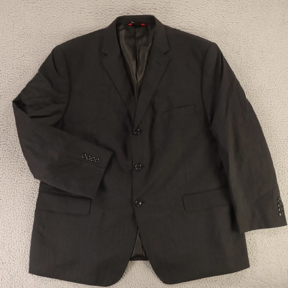 Linea Uomo Jacket 2XL Charcoal Gray Heather 100% Wool Twill Worsted Blazer 52R - Image 1 of 4
