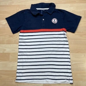 JANIE AND JACK boy's navy blue white red striped nautical polo shirt size 10 - Picture 1 of 5