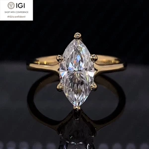 1.80Ct IGI G VVS2 Marquise Lab Grown Diamond Engagement Ring In 14K Yellow Gold - Picture 1 of 15