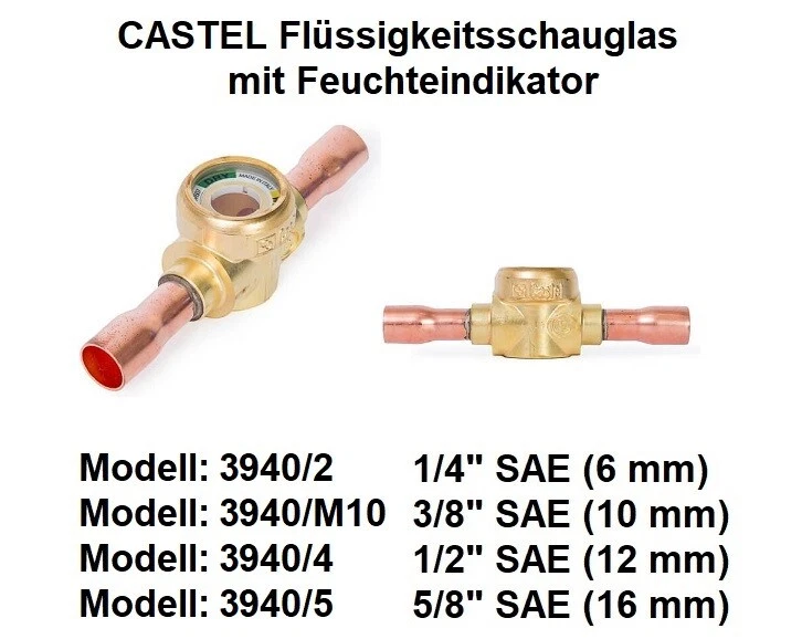 CASTEL Schauglas mit Feuchteindikator Lötanschluss