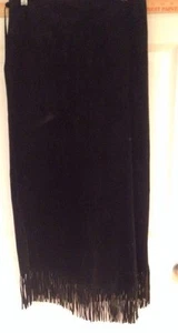 Women's 6 Cuir Zebra Leather Long Black Suede Fringe Skirt - Picture 1 of 12