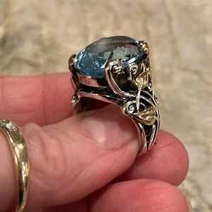 Barbara BIXBY Sterling 18k 17mm Topaz VINE Ring Size 6.25 12g ICONIC! 14 Kts - Picture 1 of 15