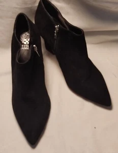 Vince Camuto Black Suede closed Toe Heeled Dress Boots Sz. 11B - Picture 1 of 9