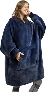 Sudadera con capucha manta de gran tamaño, suéter de salón Sherpa portátil para adulto - Imagen 1 de 12