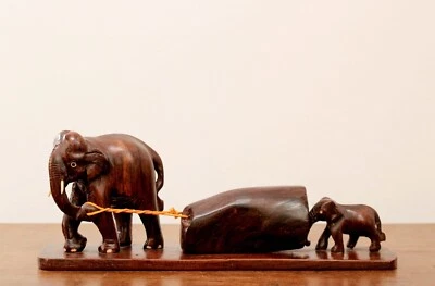 Estatua de elefante vintage hogar oficina decoración interior escultura madera artesanías Foto 1 de 4