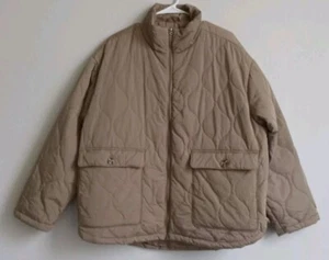 Neu mit Etikett Sonoma beige hellbraune Damenjacke Taschen durchgehender Reißverschluss Steppmantel XXL Einzelhandel 74 $ - Bild 1 von 3