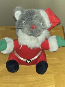 Vintage Haband Santa Claus Squirrel Plush Pull String Music Box Christmas WORKS - Picture 1 of 3