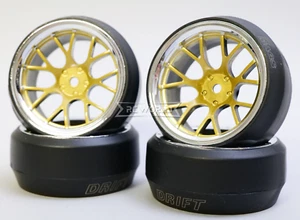 Ruedas de radiocontrol 1/10 deriva 0 grados WEB 6+9 MM escalonador offset dorado con cromo (4 piezas) - Imagen 1 de 8