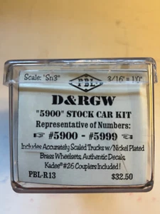 Sn3 PBL D&RGW "5900" SERIES STOCK CAR KIT - Picture 1 of 3