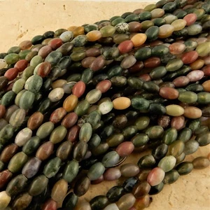 9 x 6mm Fancy Jasper oval tube gemstone beads for jewelry making - Picture 1 of 3