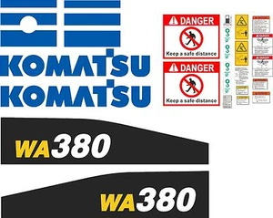 Komatsu WA380 Wheel Loader Decal Kit With Warnings - high quality aftermarket - Picture 1 of 5