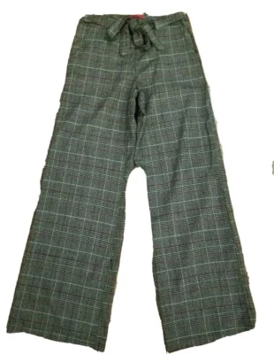 Pantalones de vestir Hot Kiss para mujer talla 1 rojo negro gris cinturón a cuadros cremallera lateral Foto 1 de 4