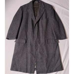 Brooks Brothers Trench Coat 45 XL (?) Herringbone Wool Single Breasted - spots - Picture 1 of 23