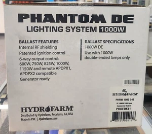 Hydrofarm Phantom DE Commercial Lighting System 1000W New Free Shipping - Picture 1 of 1