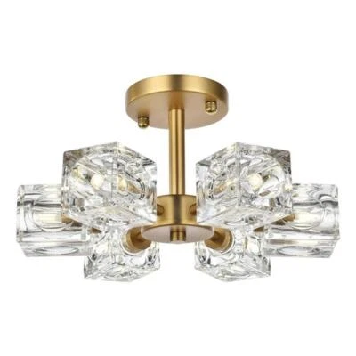 Living District Lyra 6 luces de metal y vidrio montaje empotrado en oro satinado/transparente Foto 1 de 4