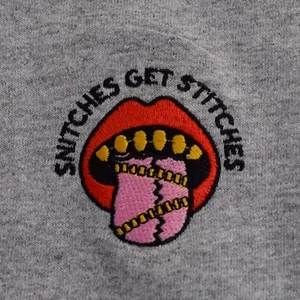 Snitches get Stitches Heather Grey Urban Street Tee T-shirt by Actual Fact - Picture 1 of 3