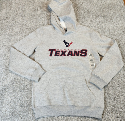 VETEMENTS Felpa con cappuccio Houston Texans NFL Youth Boys Medium 10 12 grigia abbigliamento squadra nuova con etichette $40