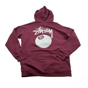 Modern Stussy Womens Hoodie 8 Ball Graphic On Back Size Small Burgundy - Picture 1 of 7