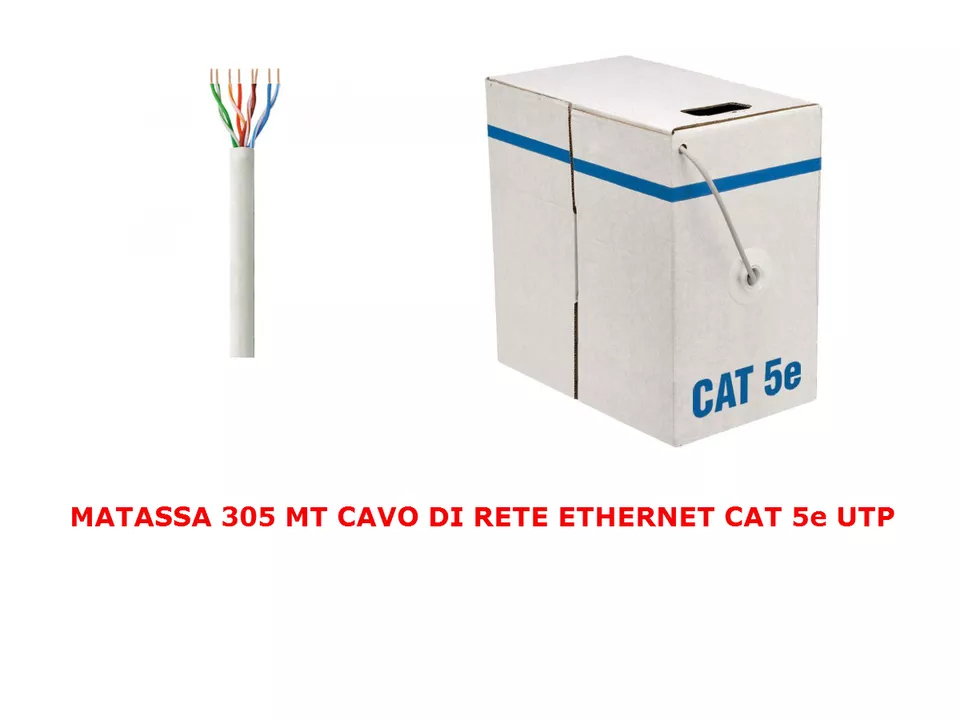 MATASSA 305 MT METRI CAVO DI RETE UTP CAT 5E LAN ETHERNET M BOBINA 5 E INTERNET - Immagine 1 di 1